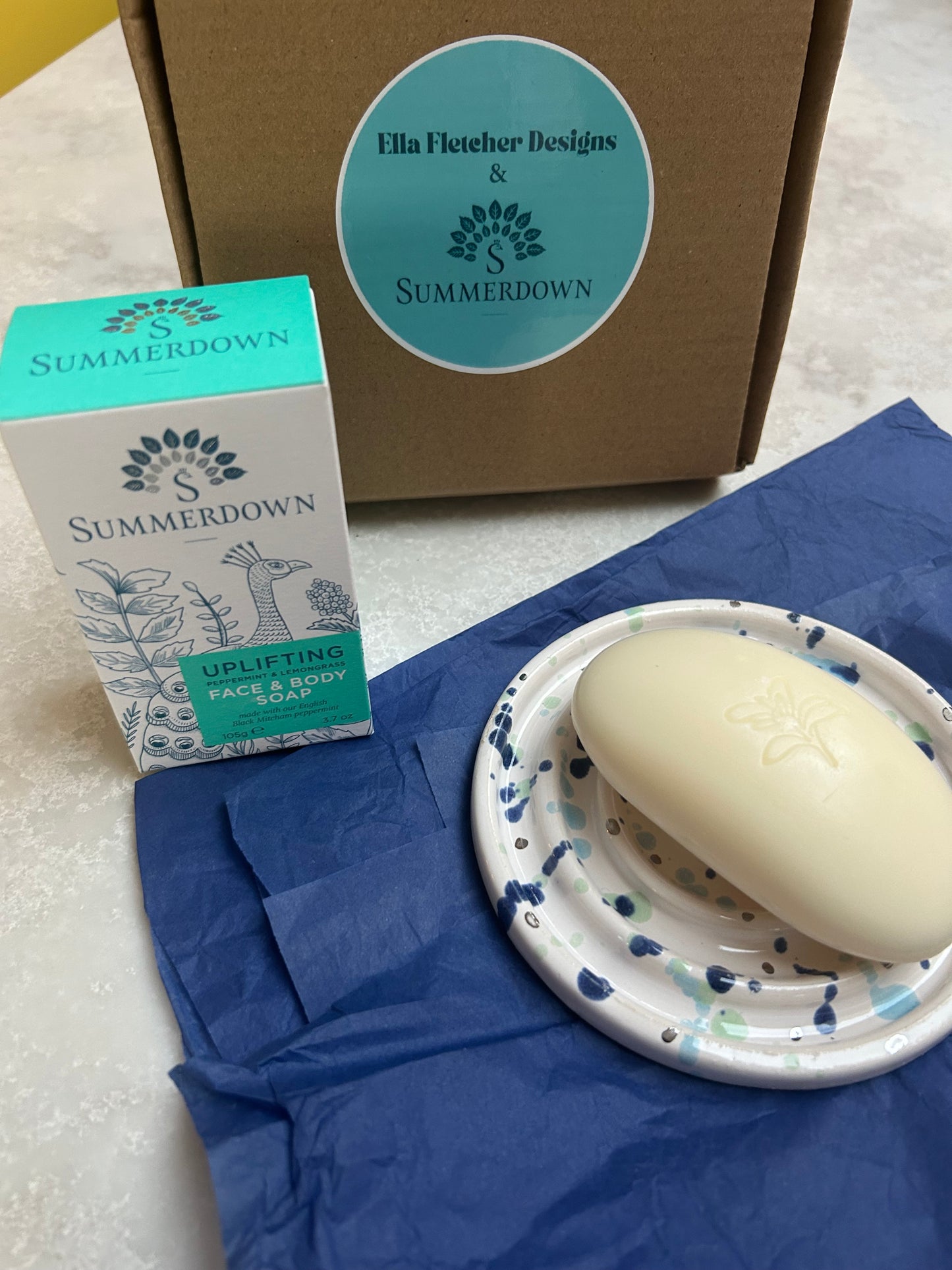 Ella Fletcher x Summerdown soap dish and soap