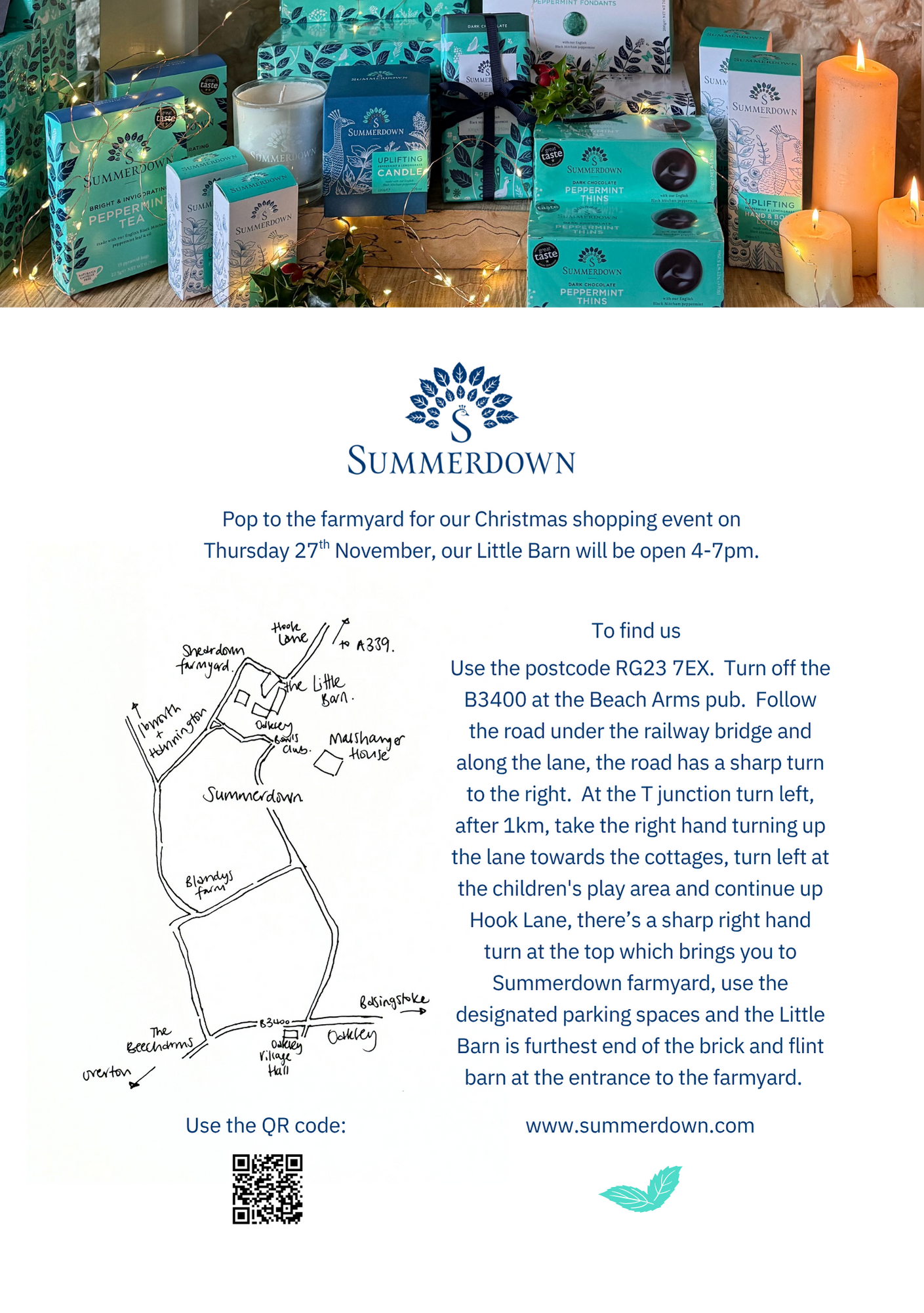 Advertisement for Summerdown with product display and event information.